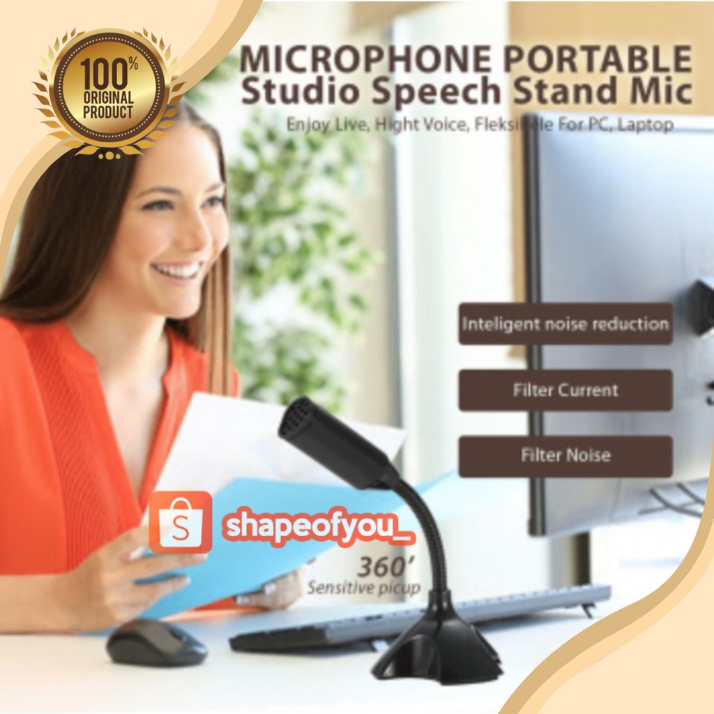 Microphone Recording USB Stand Mini Sekolah Kerja Zoom PC Laptop Gaming Komputer Desktop Plug &amp; Play