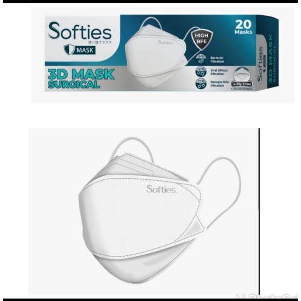 Softies Masker Surgical 3D 4ply KF94 (ORI 100% Jaminan Uang Kembali)