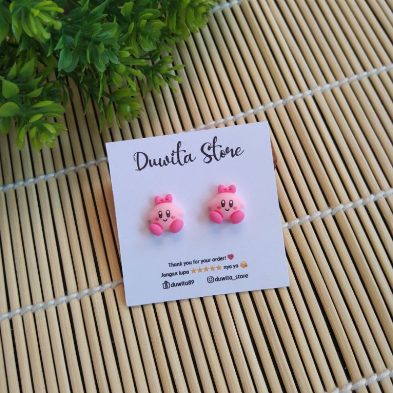 HANDMADE ANTING ANAK/DEWASA ANTING TUSUK PLASTIK MOTIF PINK BINATANG