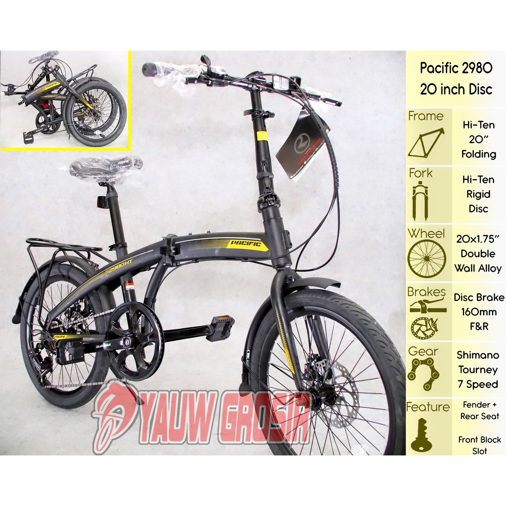 Sepeda Lipat Folding Pacific Cakram 2980HT Kuning