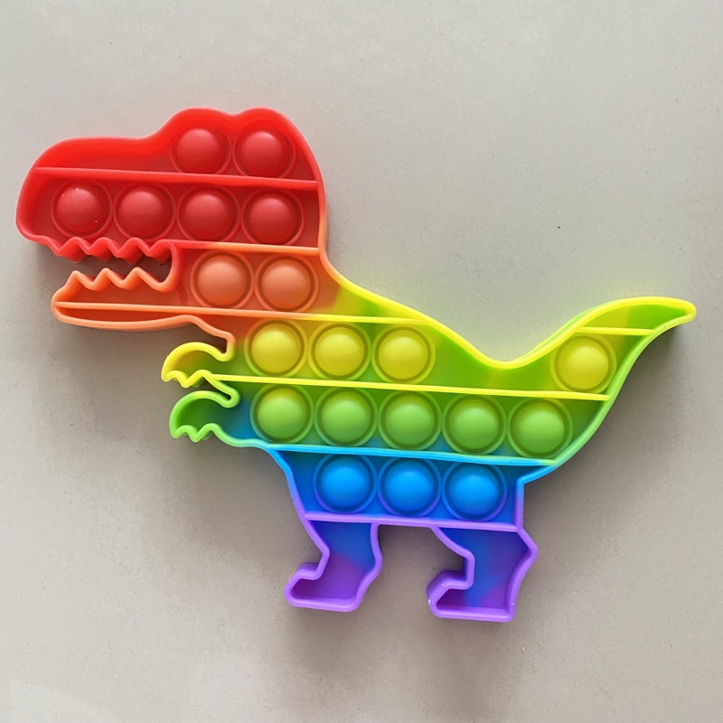 Pop It Fidget Toy Murah Rainbow Mainan Anak Penghilang Stress Tiktok-DINOSAURUS rgb