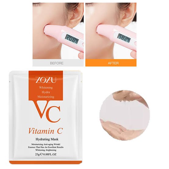 Zozu Vitamin C Sheet Mask Zozu Vit C Facial Mask Hydrating Mask Masker Zozu Ekstrak Jeruk