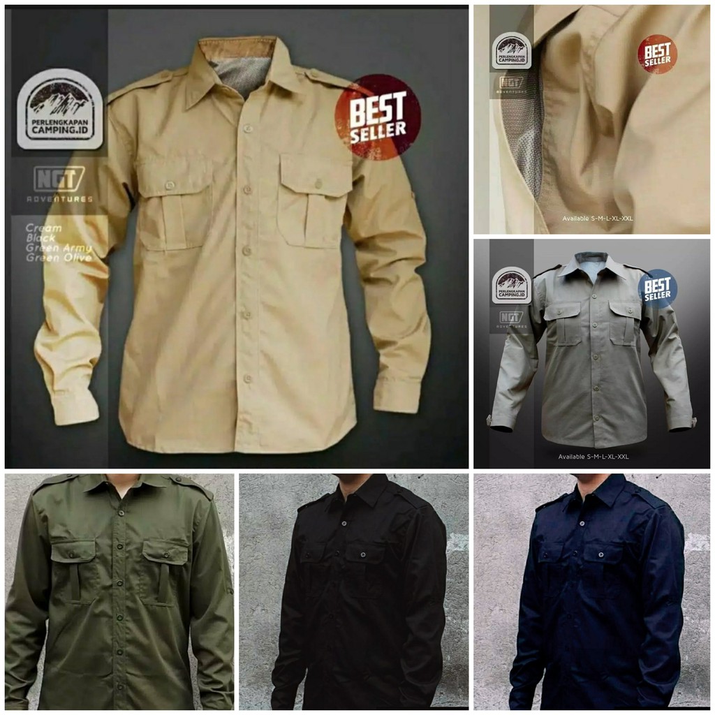 Kemeja PDL Lapangan Baju Kerja Outdoor Tactical Hiking Gunung Camping Lengan Panjang COD