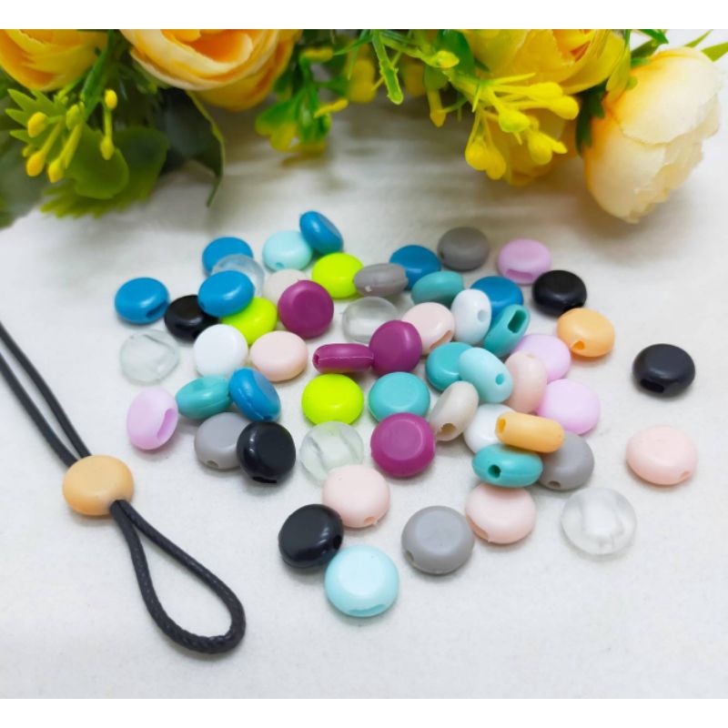 200 pcs stopper karet bulat pipih stopper silicon stopper karet pipih stopper tali masker karet