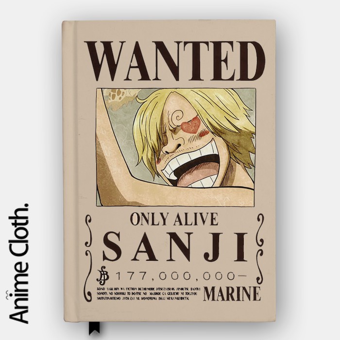

Notebook Sanji Wanted Poster One Piece Anime Buku Jurnal Diary Custom