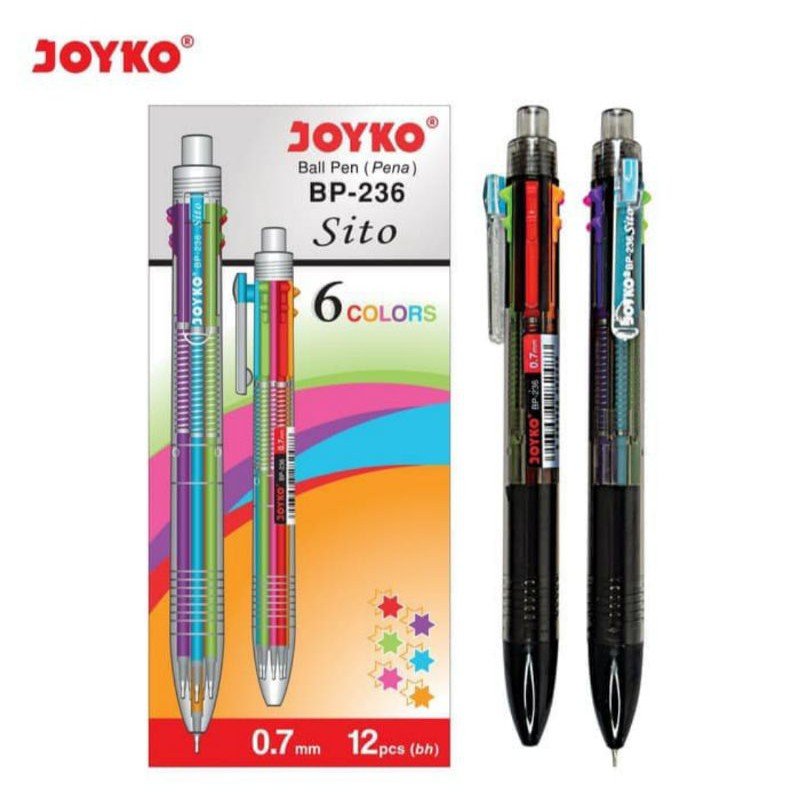 

Pen Pulpen Joyko 6 Warna BP-236 Sito 0.7mm
