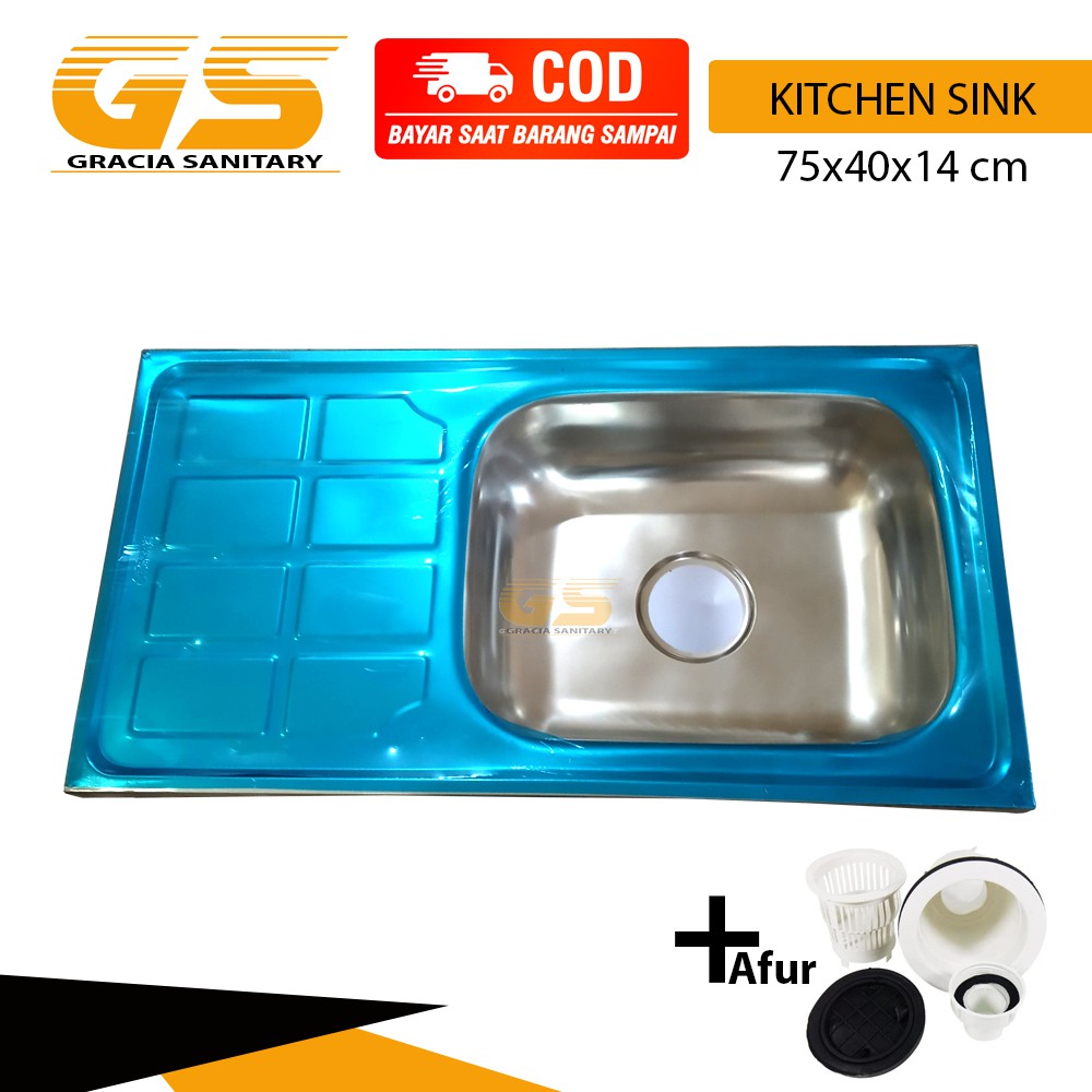 Bak Cuci Piring Stainless Kitchen Sink 75 x 40 x 14 Cm / Wastafel cuci pirng kitchen sink stainless steel