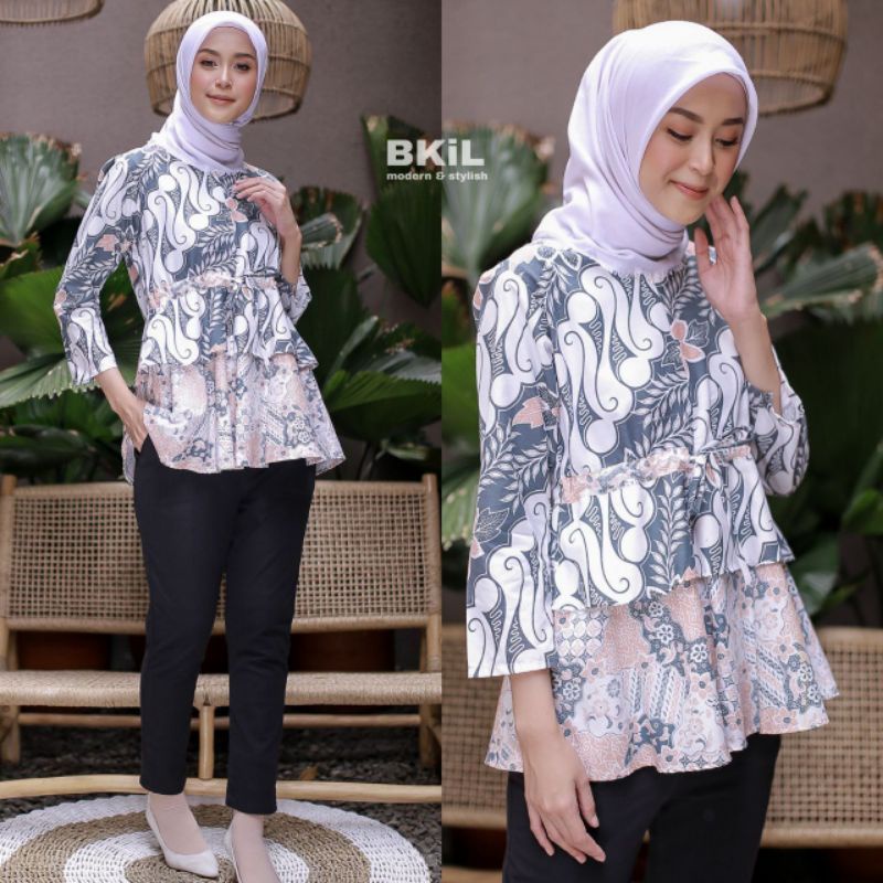 tey-17 Batik wanita ASJ SA HRB026 Kenongo Kemeja Tosca Pendek-Alya parang