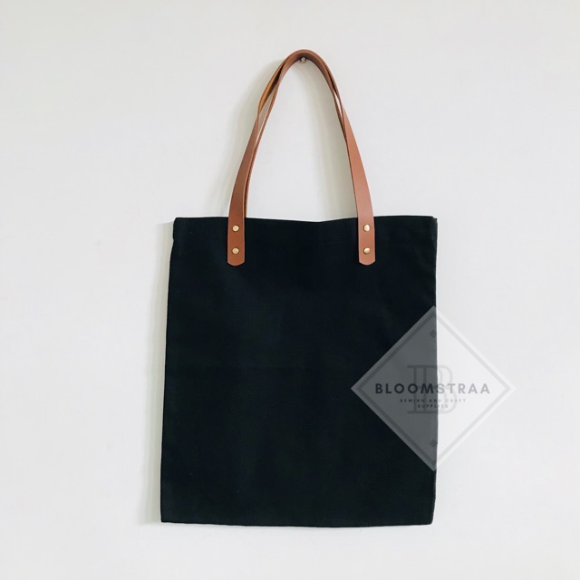 Canvas Tote Bag Handle Kulit Canvas Tote Bag with synthetic leather handle tote bag kanvas totebag