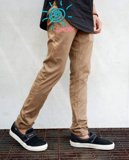 Celana Panjang Chino Pria | Celana Denim | Celana Pensil CREAM HITAM