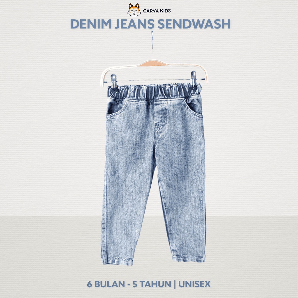 CELANA PANJANG CARVA JEANS SENDWASH ICEWASH ANAK LAKI LAKI BAYI PEREMPUAN BESTSELLER