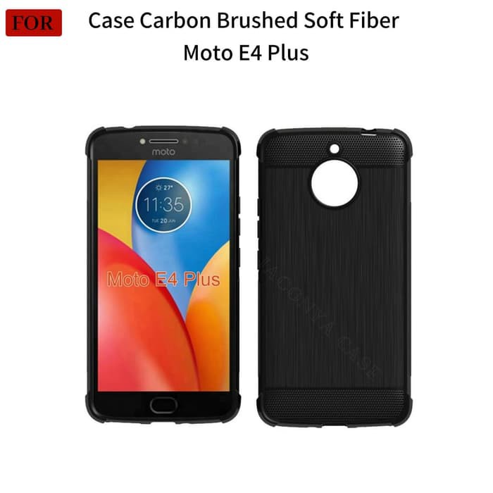 Moto E4+ Plus Case Carbon Brushed Soft Fiber Armor