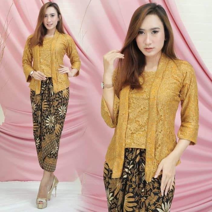 Setelan kebaya Model kutubaru Brukat Rok Lilit Batik Terbaru