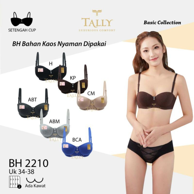 Bh Bra Tally 2210 (CUP A) 1/2 Cup Katun | Bra Busa Kawat Half Cup