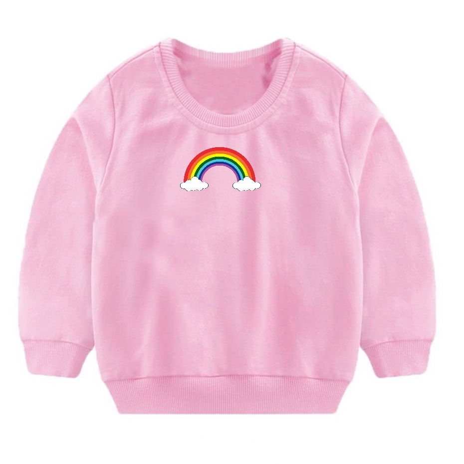 SweatShirt Anak Balita Terbaru Umar Denim Motif Rainbow Bahan Fleece