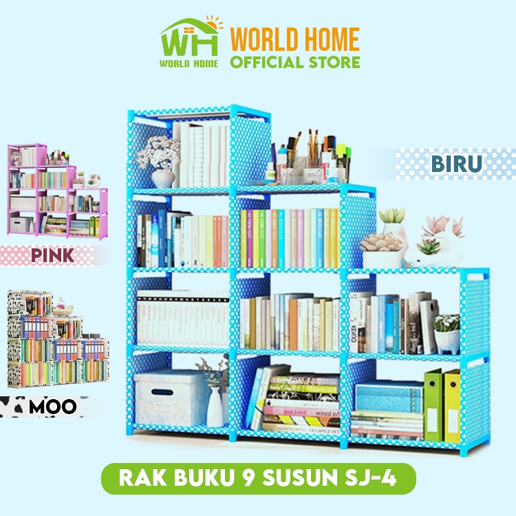 Rak Buku Portable Triple 3 Sisi Serbaguna Rak Buku Serbaguna Portable Rak Buku Minimalis SJ-4