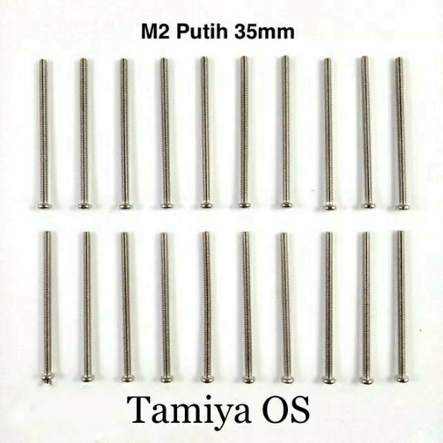 Rep Tamiya Screw M2 / Baut Putih / Baut Silver 35 mm - 20 pcs (NS829)