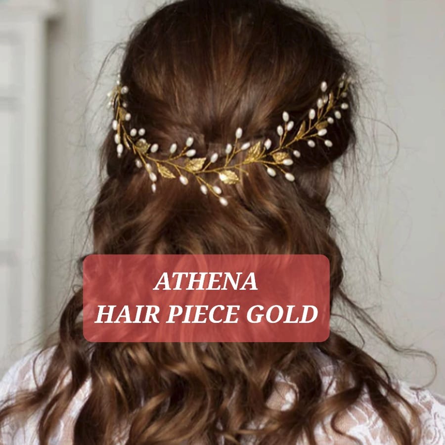 BAJUKIDDIE ATHENA HAIRPIECE GOLD MAHKOTA PENGANTIN AKSESORIS SANGGUL PESTA IMPORT