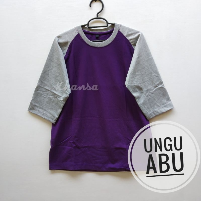 Ungu Abu Kaos Raglan 3/4