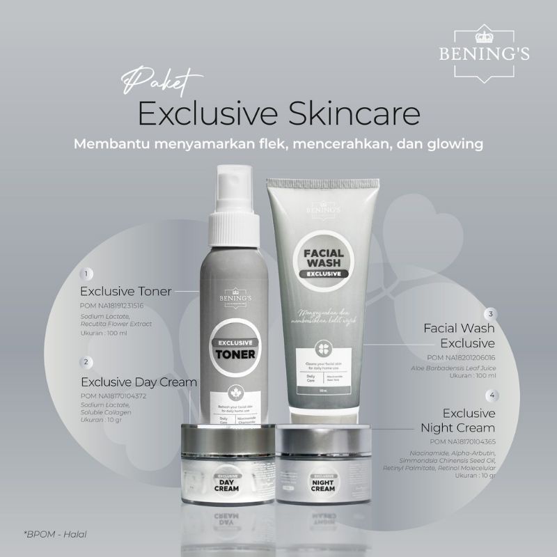 BENING'S SKINCARE PAKET EXLUSIVE/PAKET BRIGHTENING/PAKET ACNE ORIGINAL BY DR. OKY PRATAMA-PAKET EXLUSIVE
