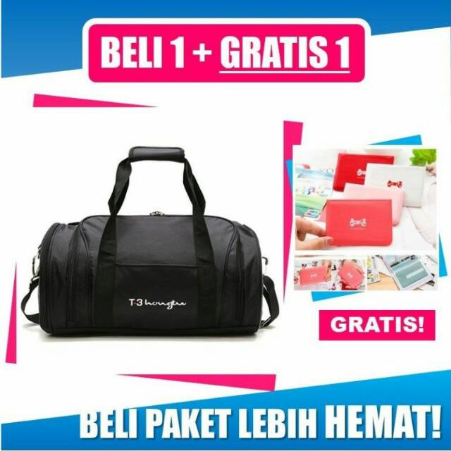 YG148730-black B1G1 Tas Travel + Bonus Card Holder