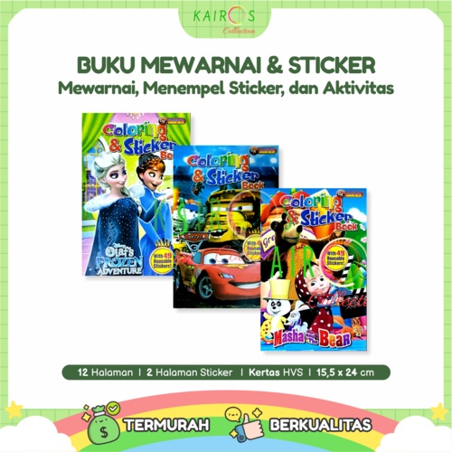 Buku Mewarnai Anak dan Sticker Buku Warna Anak Aktivitas Sticker