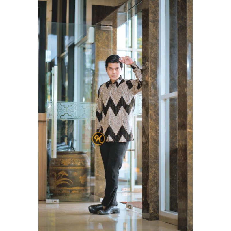 Dress Batik Couple Set Pakaian Couple Zigzag Karyaku Kemeja Batik Pria Premium High Quality Tunik Batik Couple-KEMEJA