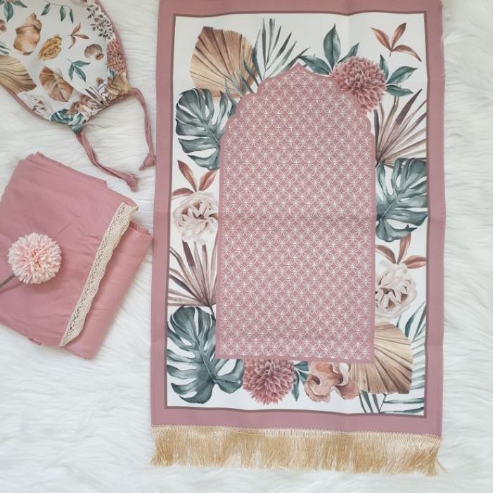 Terbaru - READY STOCK SET SAJADAH/mukena rayon/sajadah traveling ✫