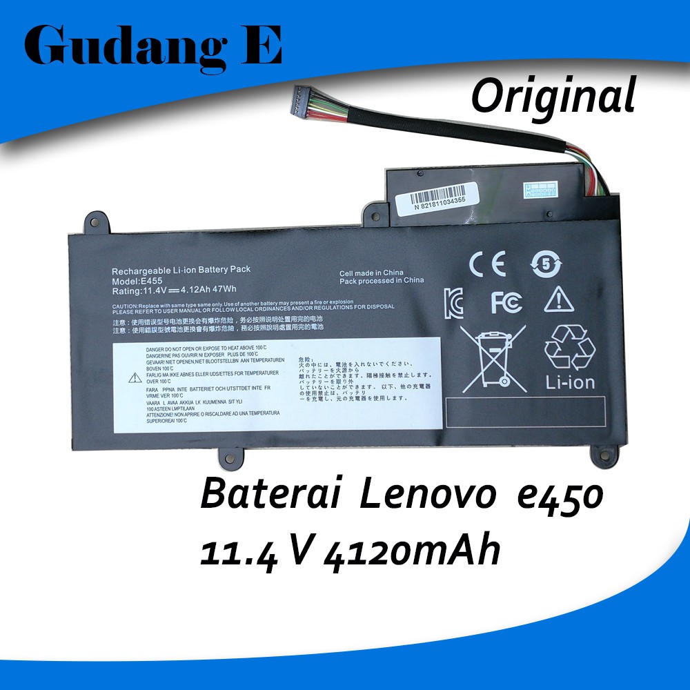 Baterai Original Lenovo Thinkpad E450 E450C E455 E460 E460C 11.8V