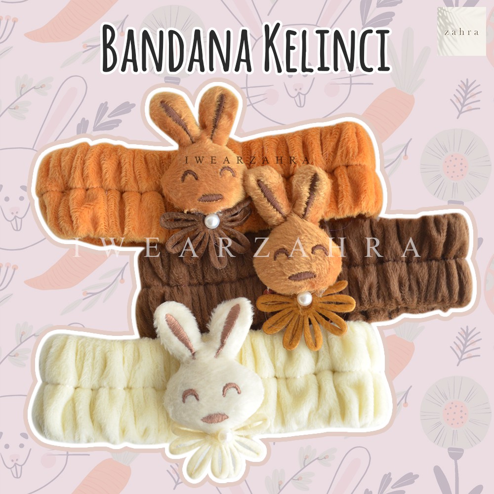 BANDANA BUNNY - Bando Cuci Muka Handuk Facial Kerut Bulu Halus Anak Doll  Lucu Murah Korea