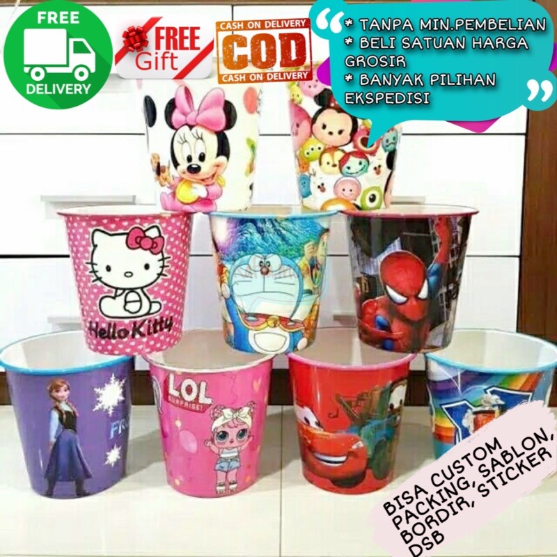Promo Murah Banget Souvenir Ulang Tahun Anak Tong Sampah Plastik Karakter Boneka