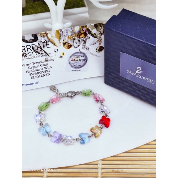 Gelang Crystal Swarovski original Rantai kupu mix