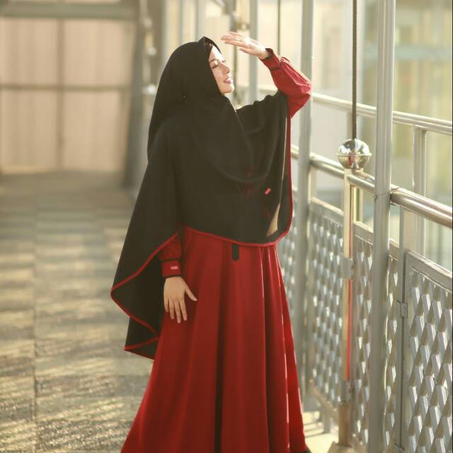 Gamis aulia azeeza black maroon