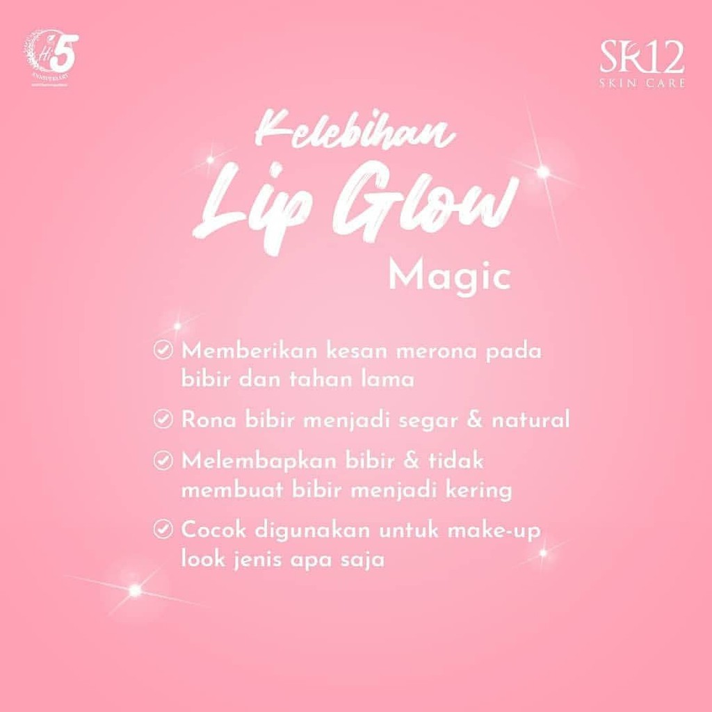 Lip Glow Magic SR12 Ori Pelembab Melembabkan Pemerah Bibir Tahan Lama Lip Gloss Lipstik Original BPOM