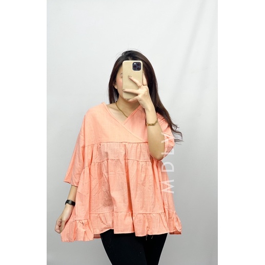 MDLV ~ 5075# Gessica Ruffled Babydoll Top Atasan Blouse Babydoll Import