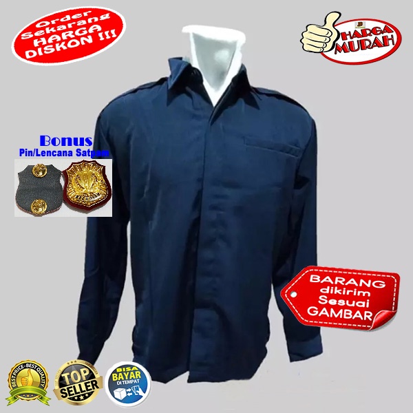 BAJU SAFARI SECURITY SATPAM EXCLUSIVE LENGAN PANJANG MODEL STELAN BAJU+CELANA Kancing Tertutup Murah