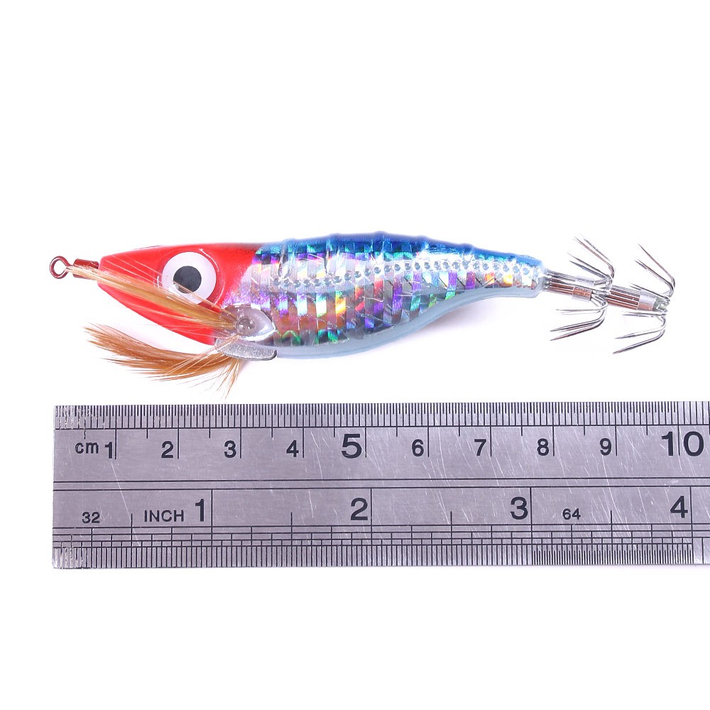 Hengjia 1pc Umpan Pancing Tiruan Bentuk Cumi-Cumi Bermata Besar 3D Eyes Shrimp Bait 9g / 10cm Floating Fishing Lure Squid Jig Hooks