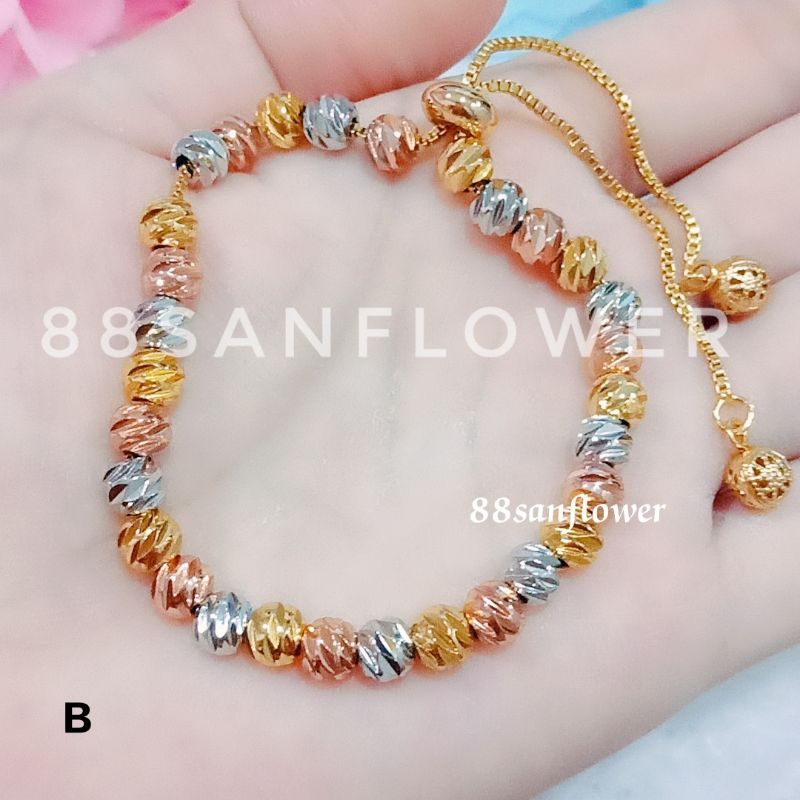 Gelang Serut Model Bola Emas Gold Silver Lapis Emas