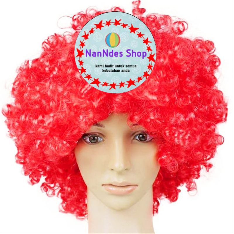 Wig Merah / Rambut Palsu Kribo Allsize / Wig Badut / Wig Costplay