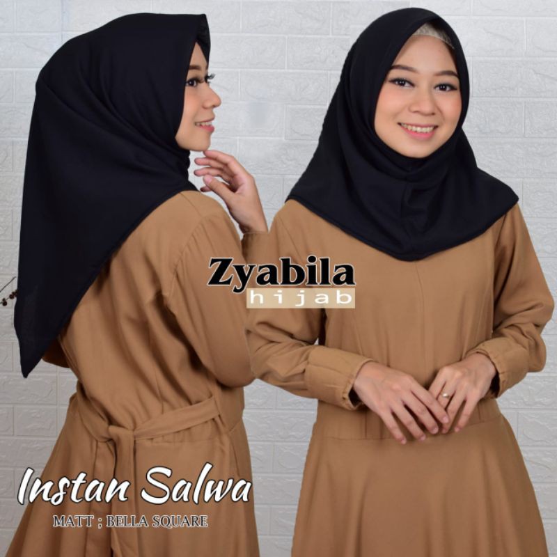 JILBAB Instan salwa PREMIUM 2 lapis bahan Bella POLIKOTON  5 pcs FREE scuba 1pcs