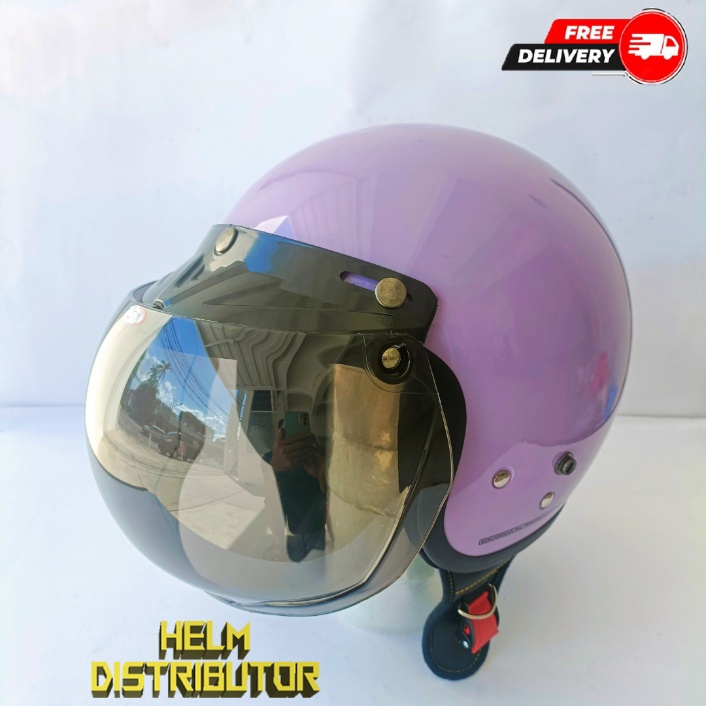 HELM BOGO RETRO KUALITAS PREMIUM KACA DATAR/CEMBUNG FULL LEHER SNI DEWASA PRIA WANITA (COD)