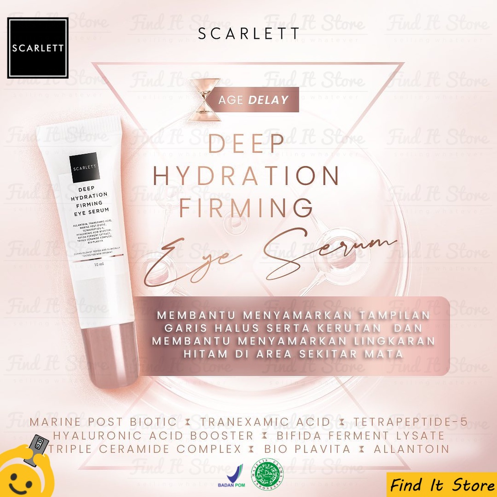 Scarlett Whitening Age Delay Series | Anti Aging Treatment | Fresh Cleanser Essence Toner Moisturizer Eye Serum Face Serum BPOM