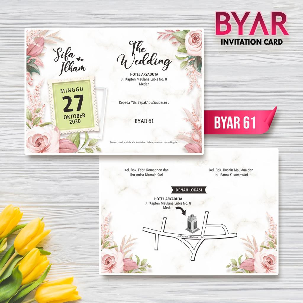 Aesthetic Blangko Undangan Pernikahan Kosong Rustic Modern Mewah - Seri Byar 61 Harga Murah Terbaru 