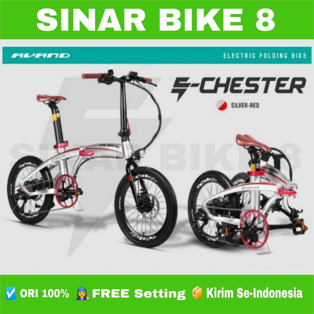 Sepeda Lipat Listrik AVAND E CHESTER Electric E-Bike Listrik Alloy 9 Speed