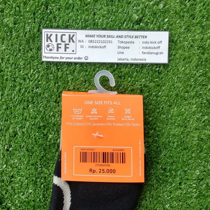 KAOS KAKI SEKOLAH/ KAOS KAKI OLAHRAGA ORTUSEIGHT RAPID SOCKS A - BLACK