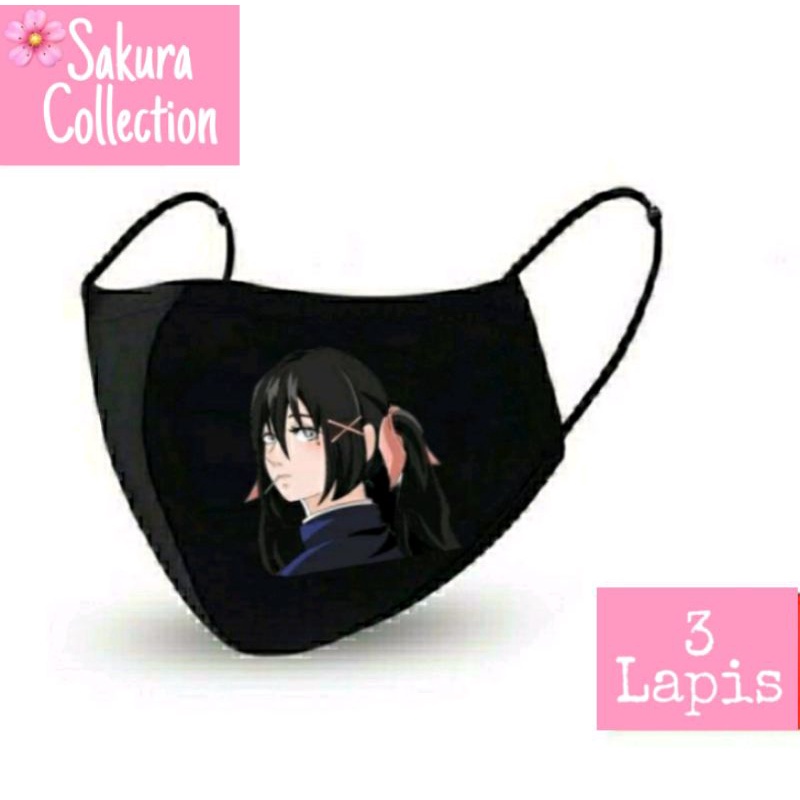 Masker Kain 3 Lapis / Scuba / Hijab - Jujutsu Kaisen