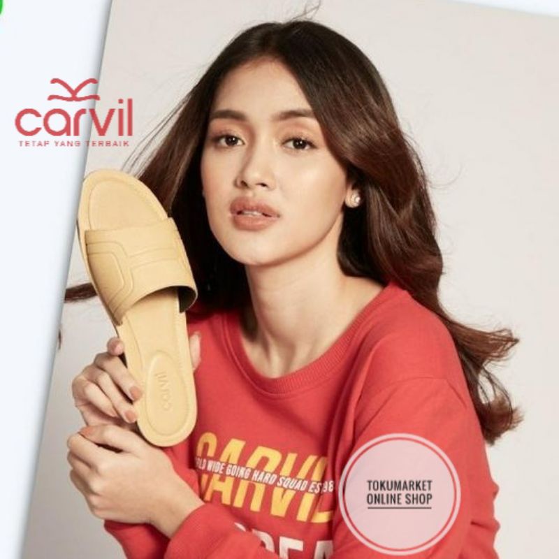 CARVIL Sendal Wanita Slop Sandal Teplek Wanita Original Terbaru
