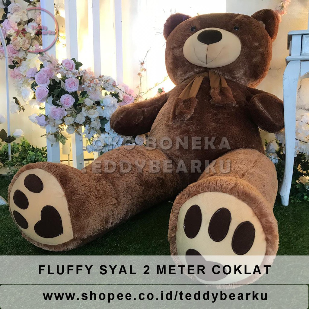 Boneka Teddy Bear FLUFFY SYAL MEGA JUMBO 2 METER WARNA COKLAT