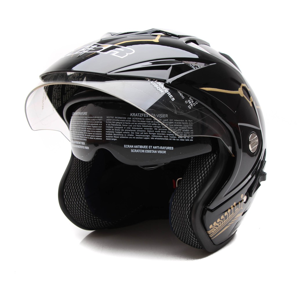 [Helm Dewasa] MSR Helmet Impressive - Protect - Hitam Gold + Promo Gratis Jaring Helm