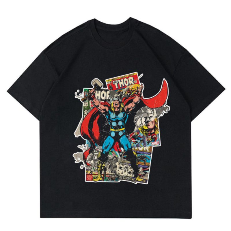 Kaos Thor Karakter Pahlawan Super Tee Film Marvel Comics Merch Baju Vintage Oversize Oversized T-Shi